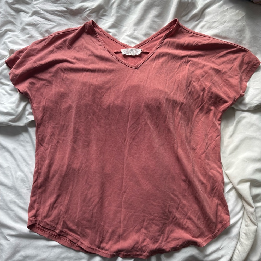 Women's Pink V-Neck Top